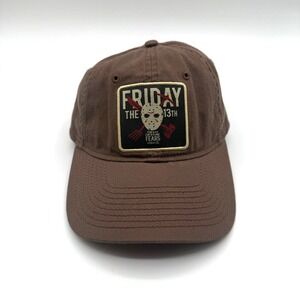 Friday The 13th Dad Hat Baseball‎ Cap Brown Embroidered Patch OS Horror Jason